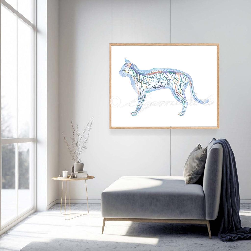 Feline Nervous System, Blue Horizontal