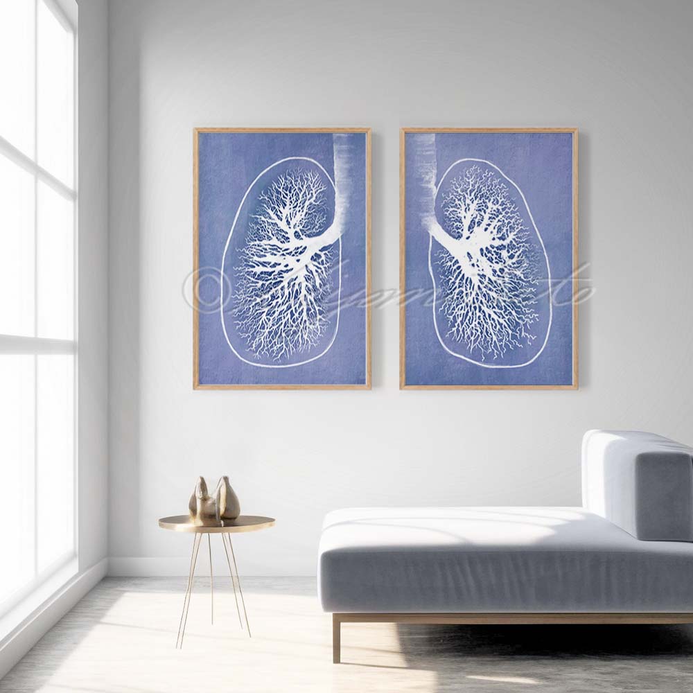 Lung Art Prints in Blue set of 2