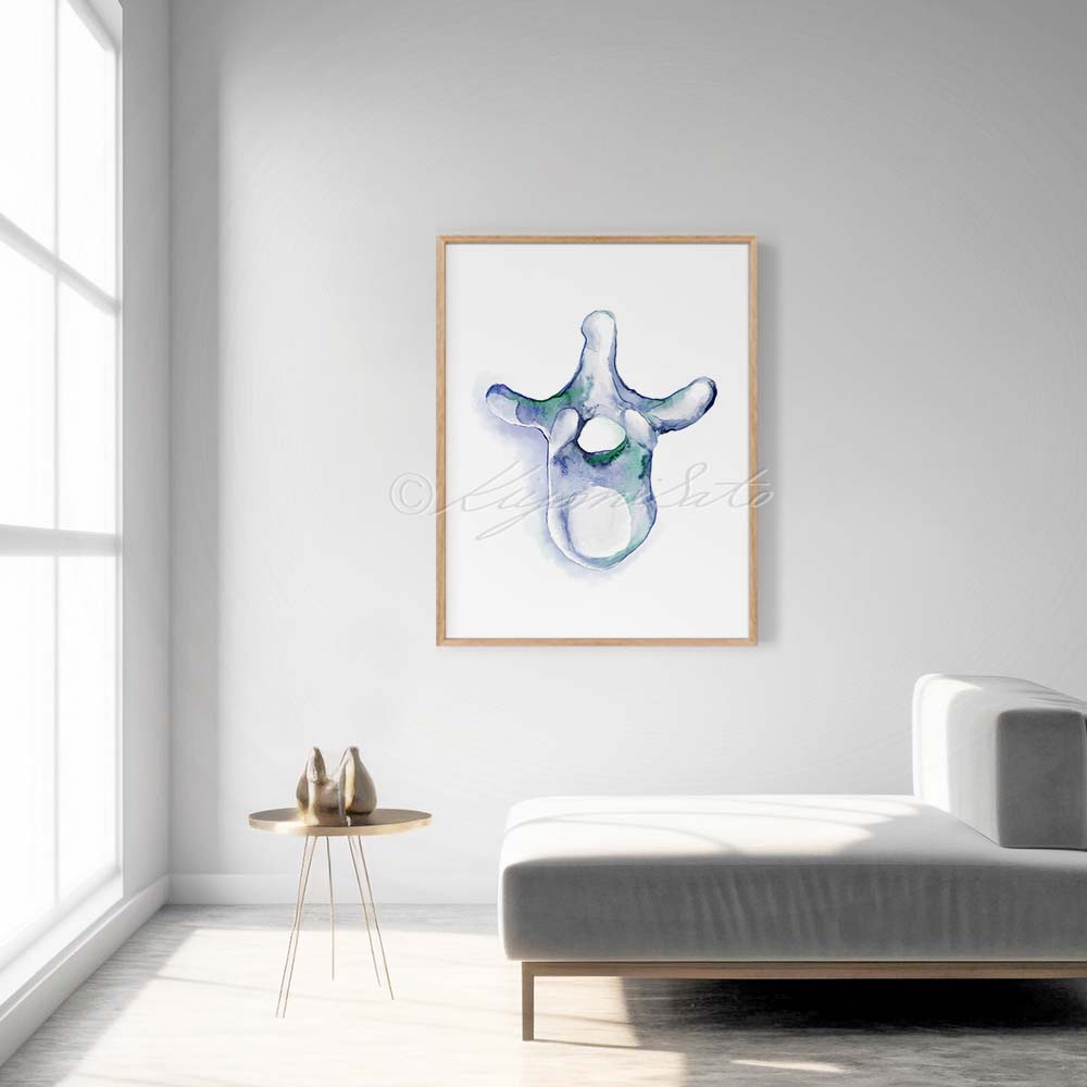 Thoracic vertebra Blue abstract art poster