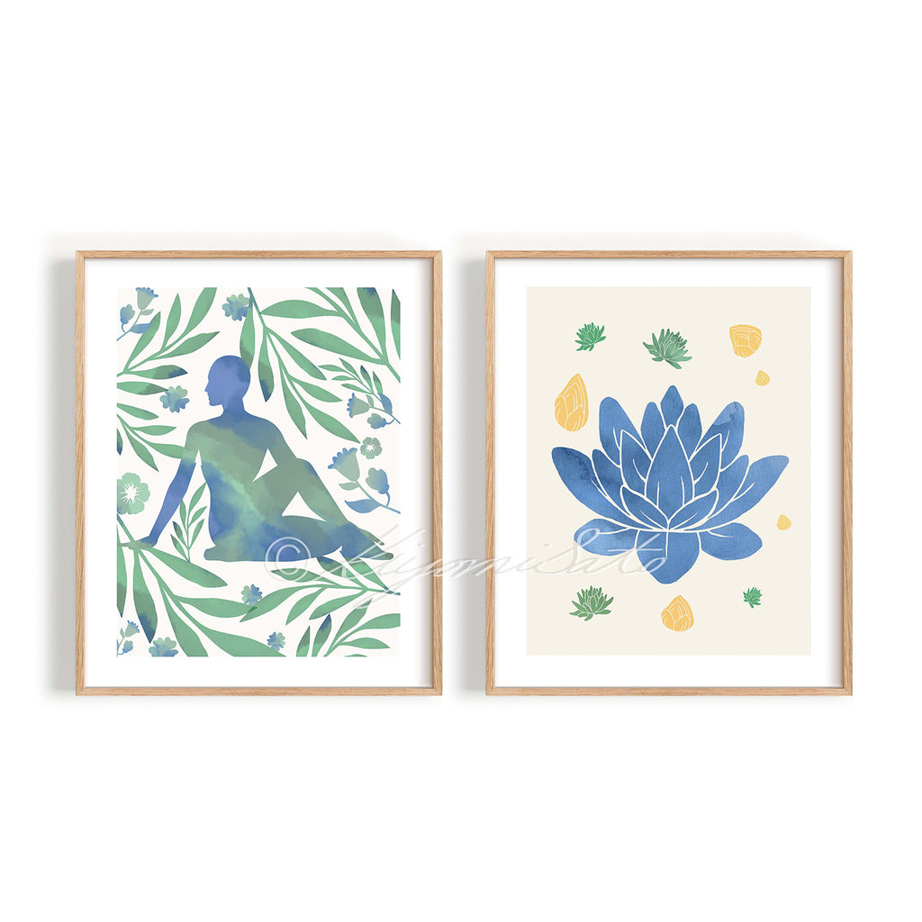 Yoga Inspired Art, Physical Therapy Decor Set of 2