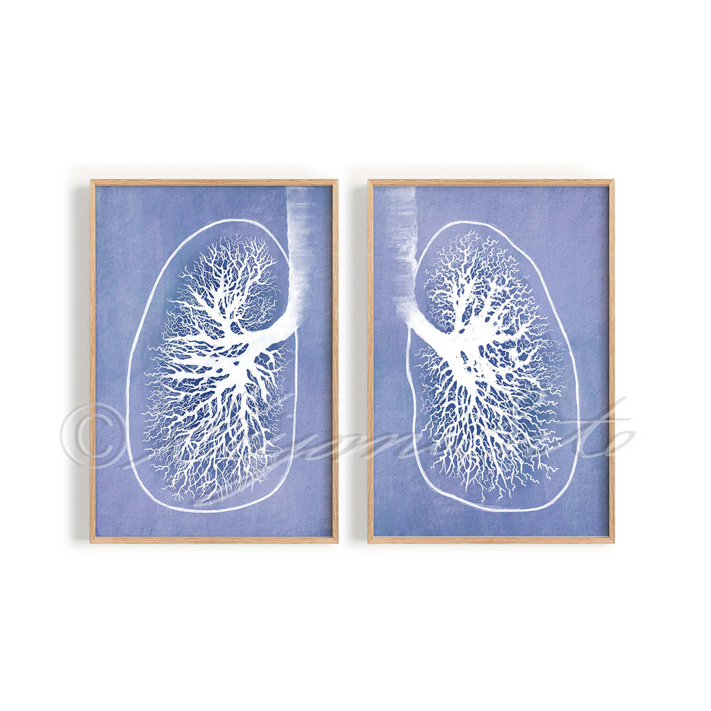 Lung Art Prints in Blue set of 2