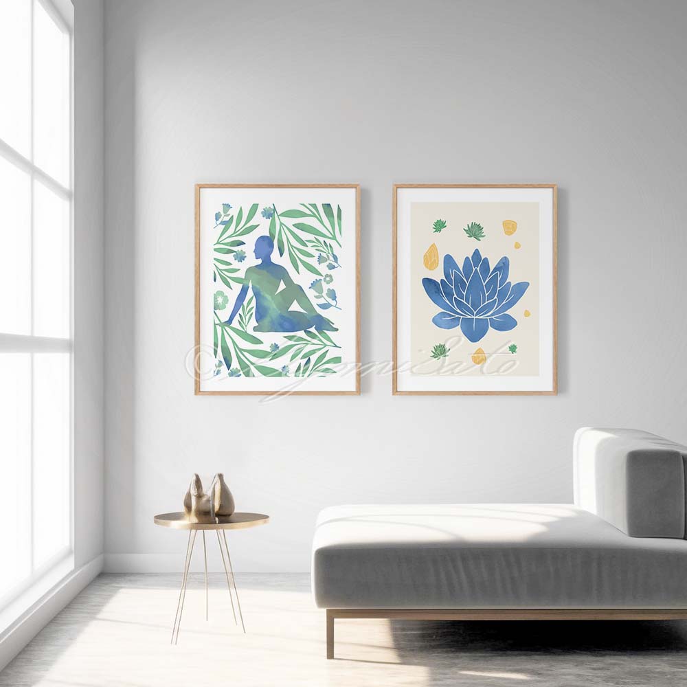 Yoga Inspired Art, Physical Therapy Decor Set of 2