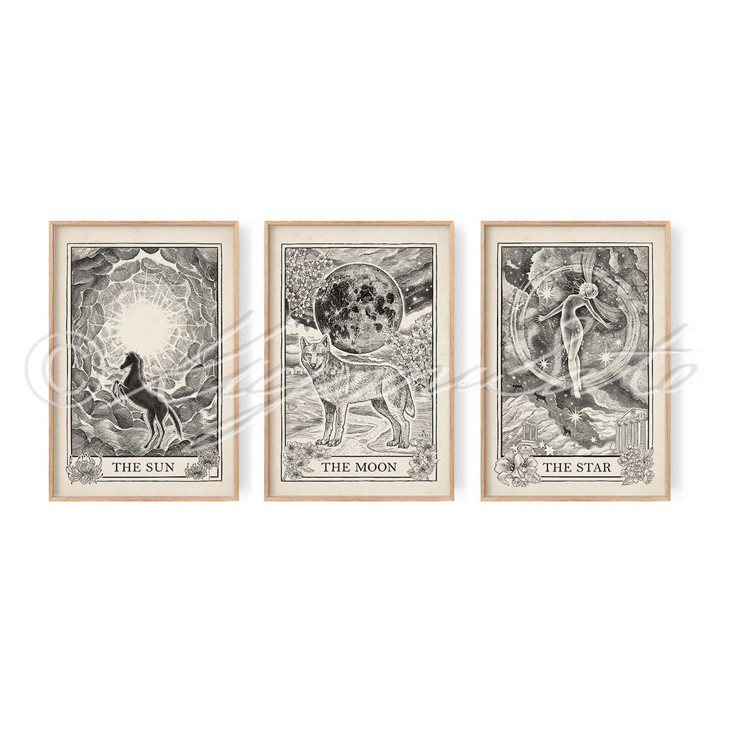 The Sun, Moon, Star Poster set of 3