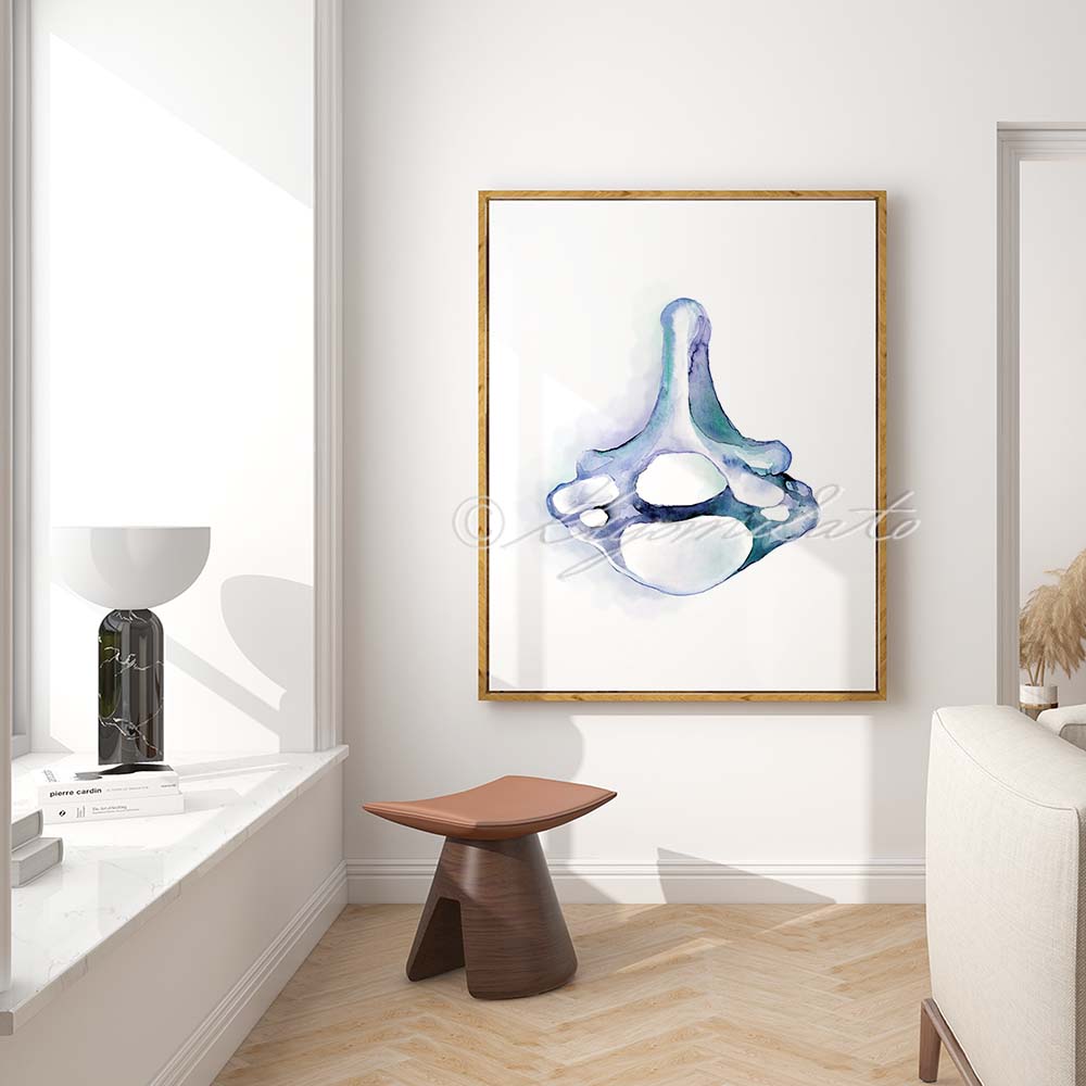 Cervical vertebra Blue abstract art poster