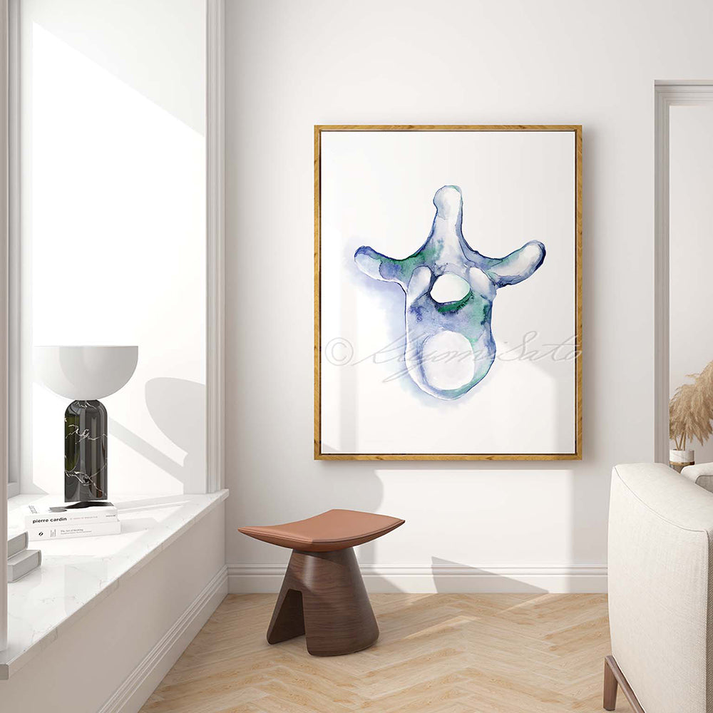 Thoracic vertebra Blue abstract art poster