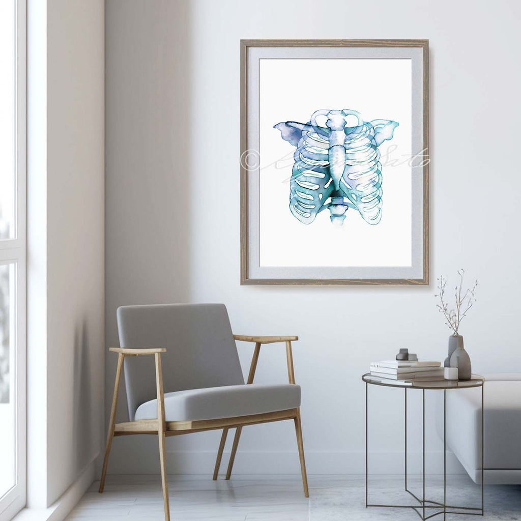 Intercostal Nerves Watercolor Abstract Art Poster