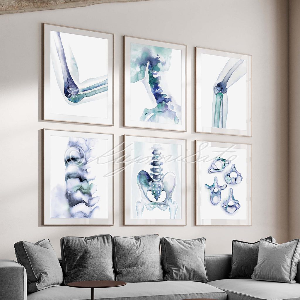 Orthopedics Abstract Blue Art poster set of 6