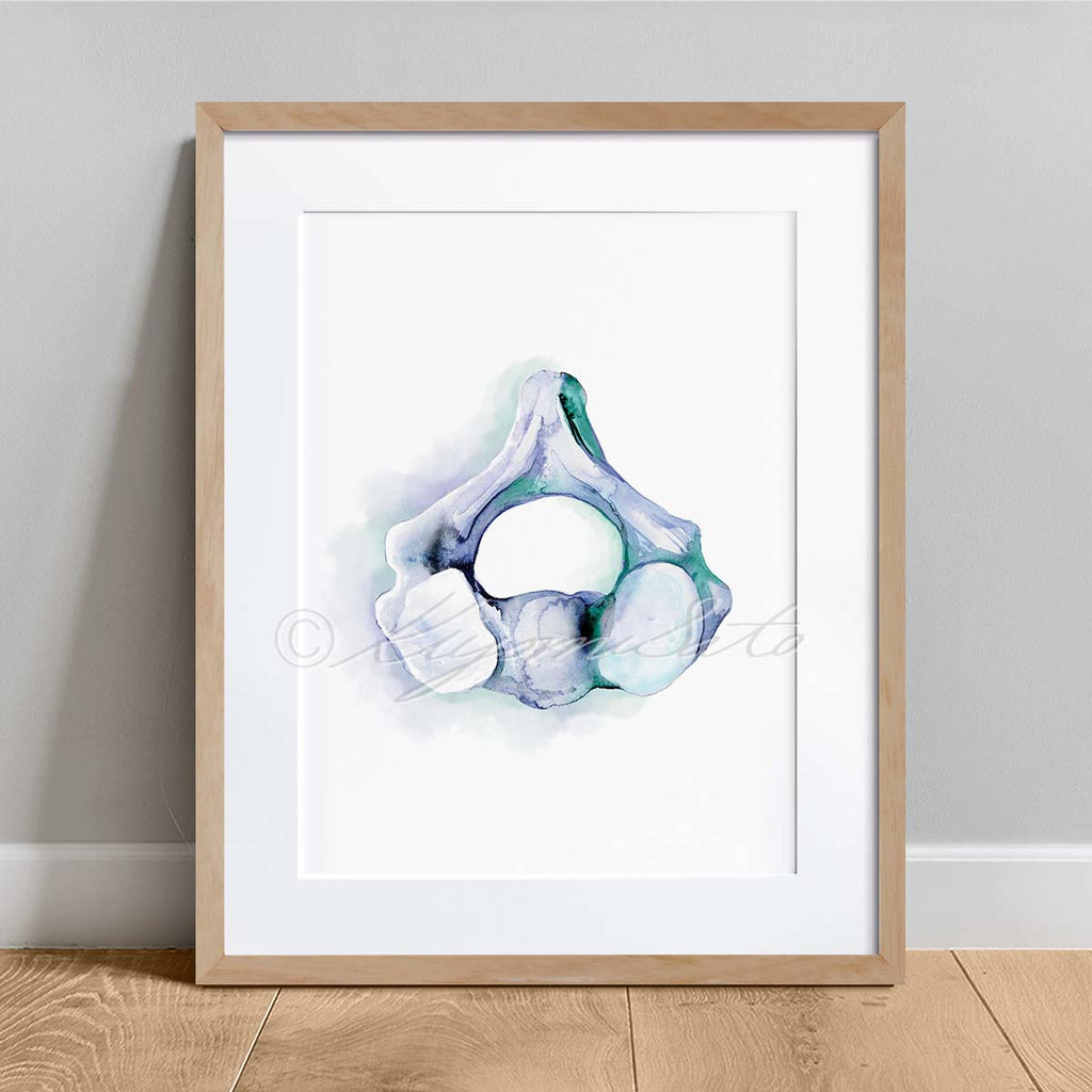 Axis vertebra Blue abstract art poster