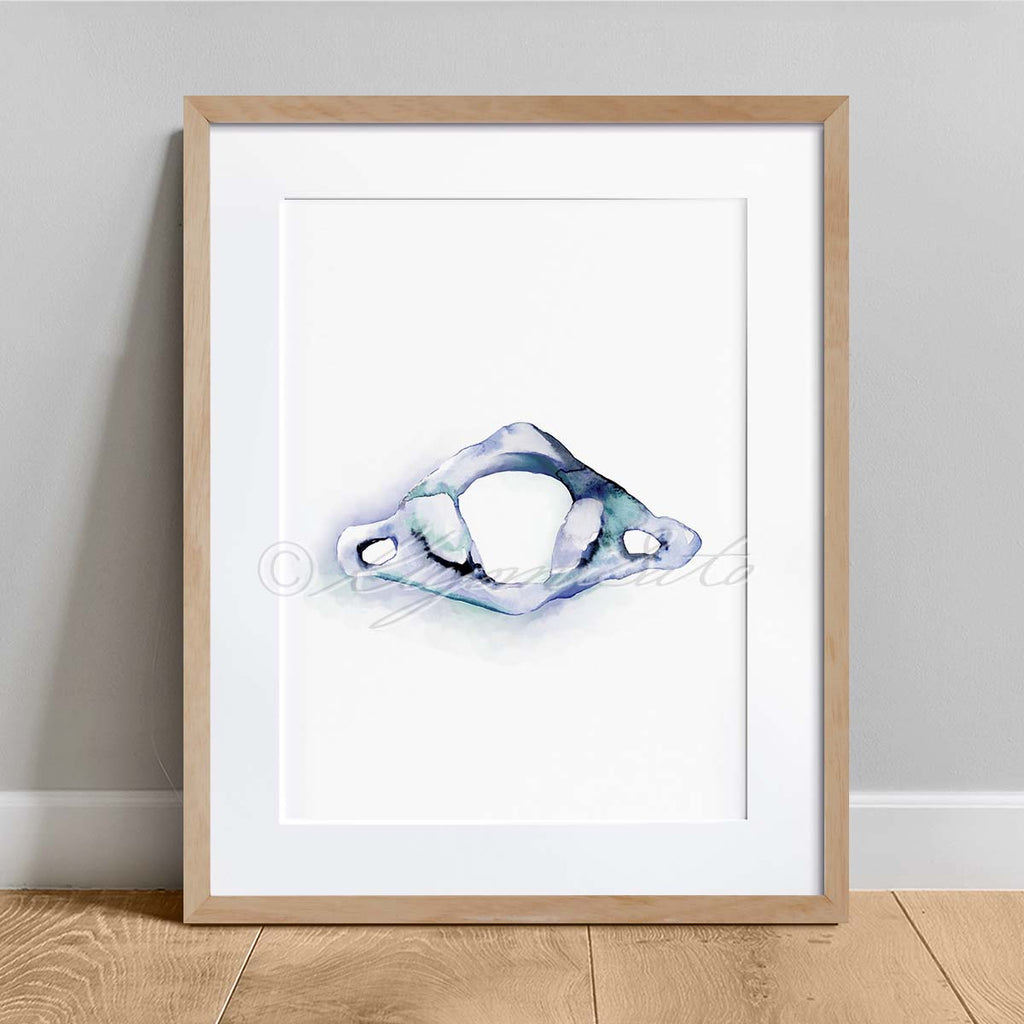 Abstract Vertebra Blue Art Set of 4