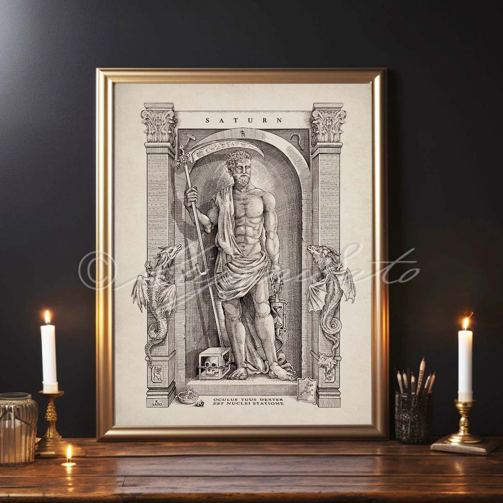 Saturn Art Print, Cronus Mythology Illustration