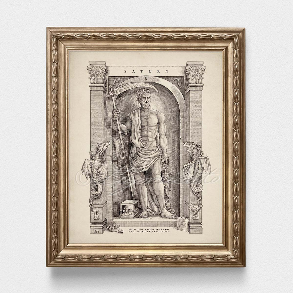 Saturn Art Print, Cronus Mythology Illustration