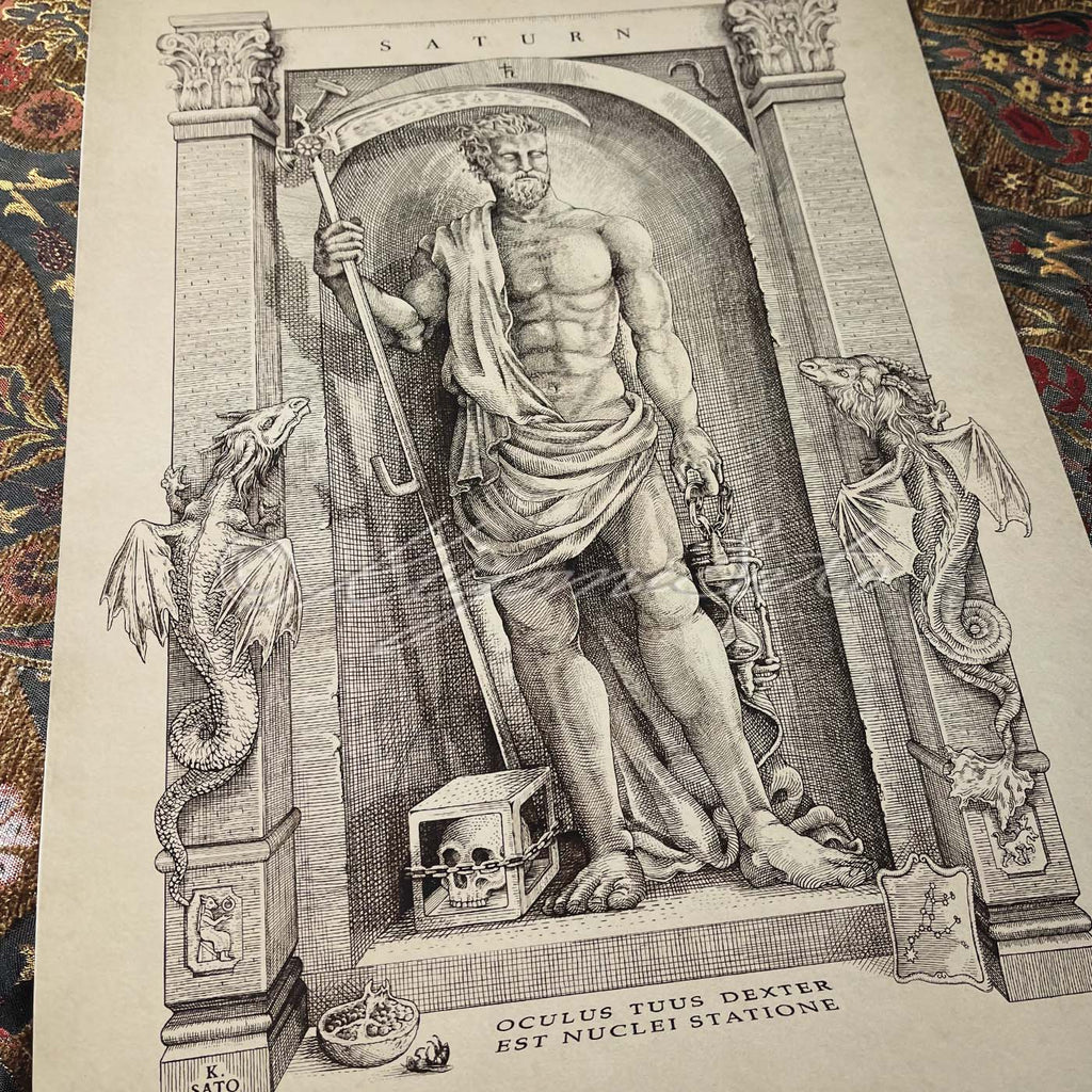 Saturn Art Print, Cronus Mythology Illustration