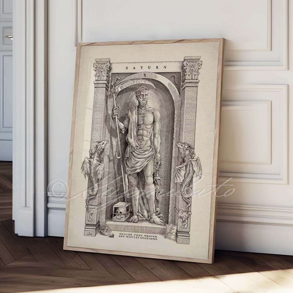 Saturn Art Print, Cronus Mythology Illustration