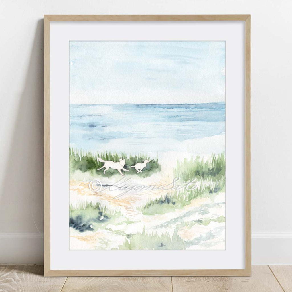 Sea breeze and dogs Watercolor Art