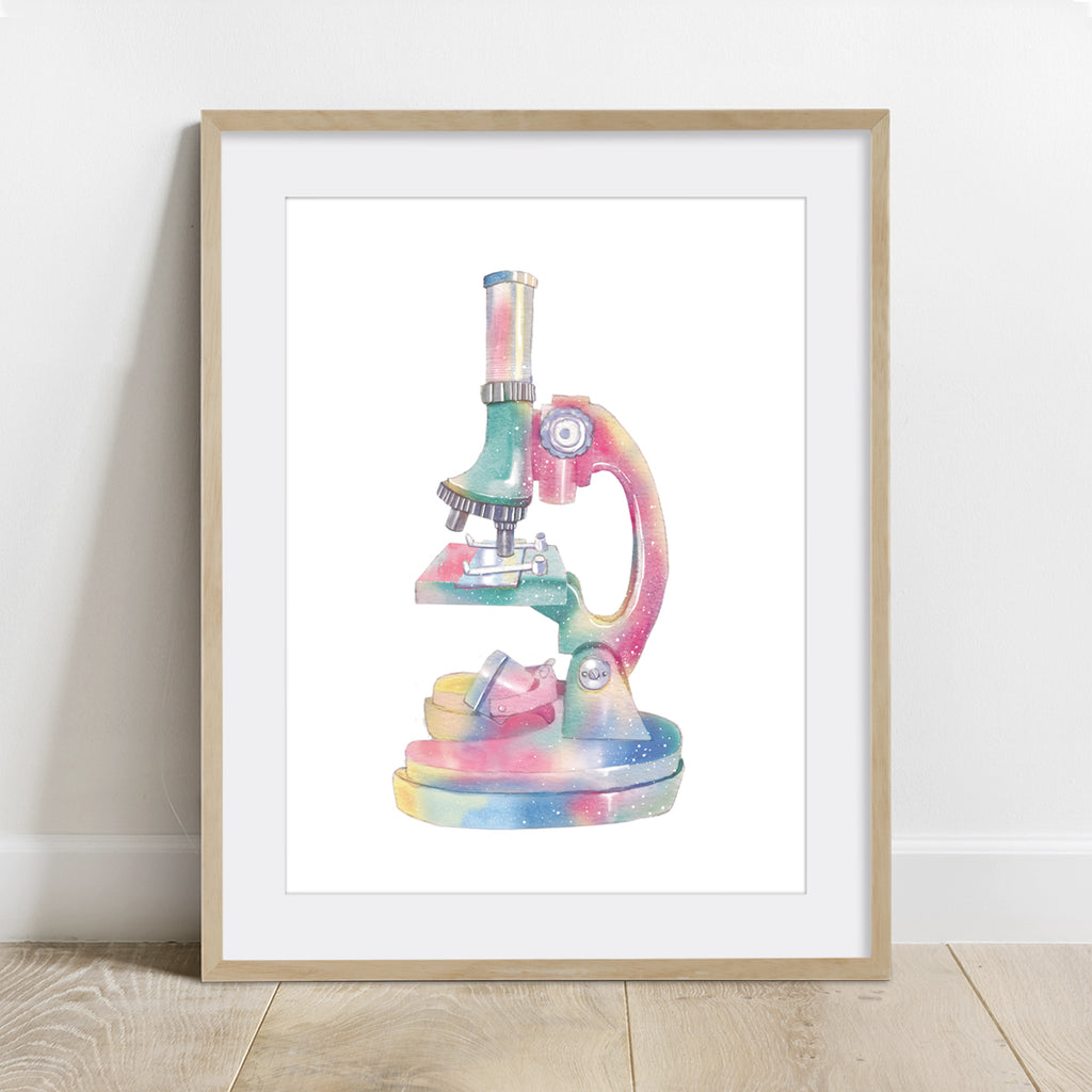 Microscope Watercolor Science Art