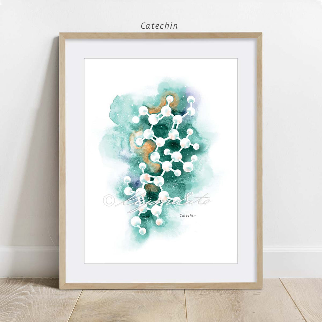 Caffeine & Catechin Molecule Art