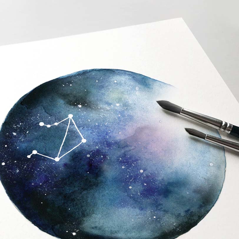 Libra Constellation Art, Astrological Sign art