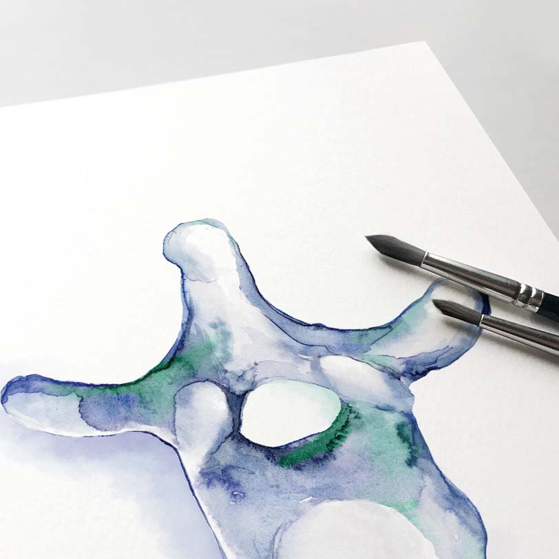Thoracic vertebra Blue abstract art poster