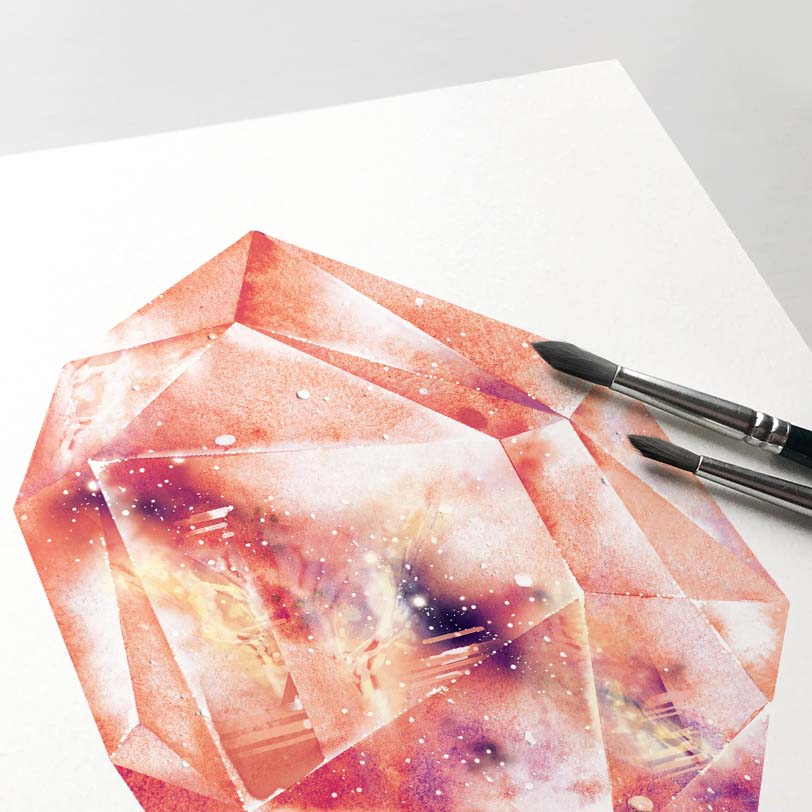 Orange Garnet Quartz Watercolor