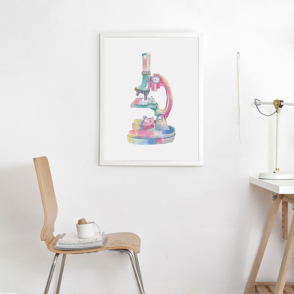 Microscope Watercolor Science Art