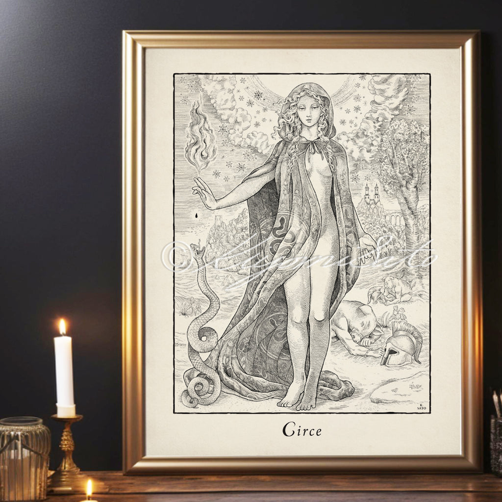 Circe, Greek Myth Art Poster, Orphic Myth Illustration