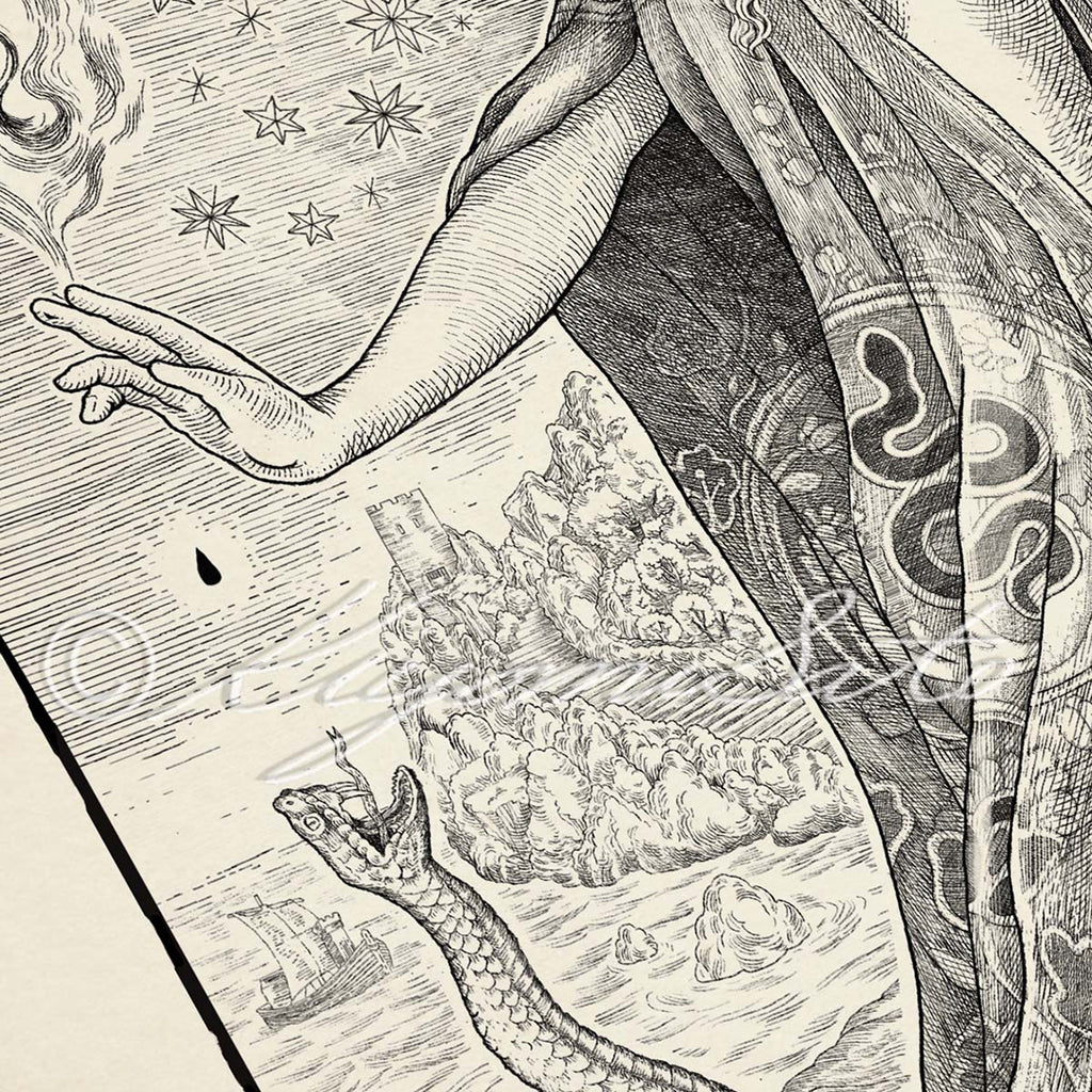 Circe, Greek Myth Art Poster, Orphic Myth Illustration