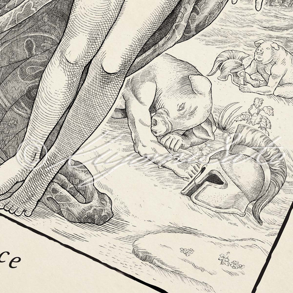 Circe, Greek Myth Art Poster, Orphic Myth Illustration