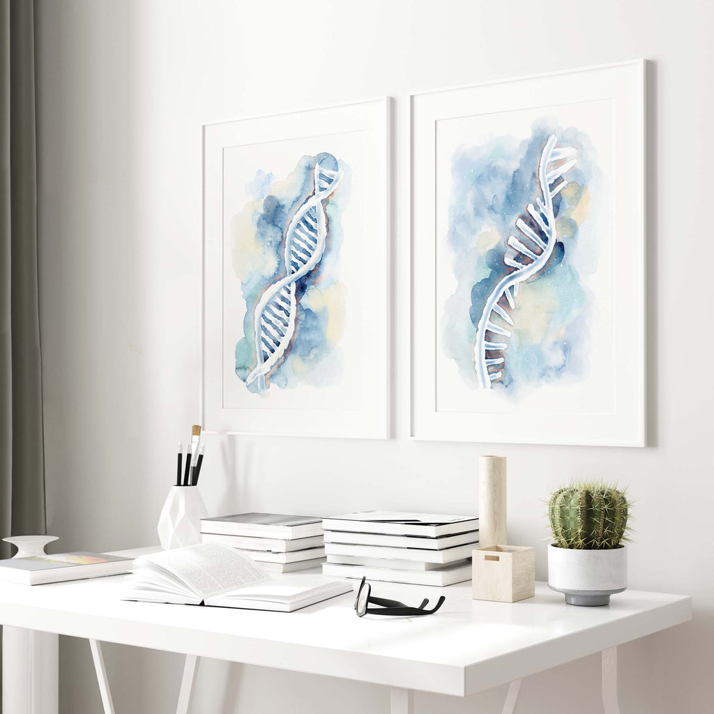 DNA RNA Abstract Art Poster Set
