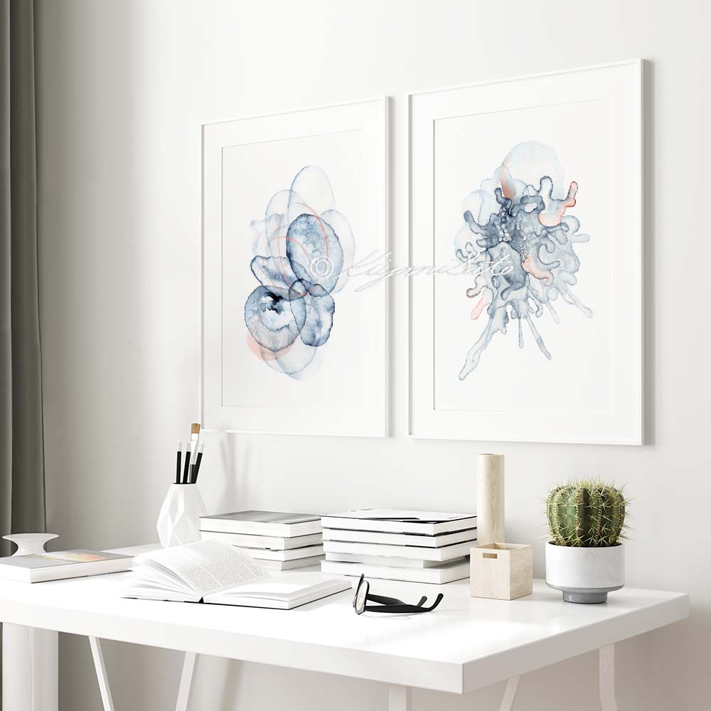 Resting Platelets & Activated Platelets Set of 2, Blood Cells Art