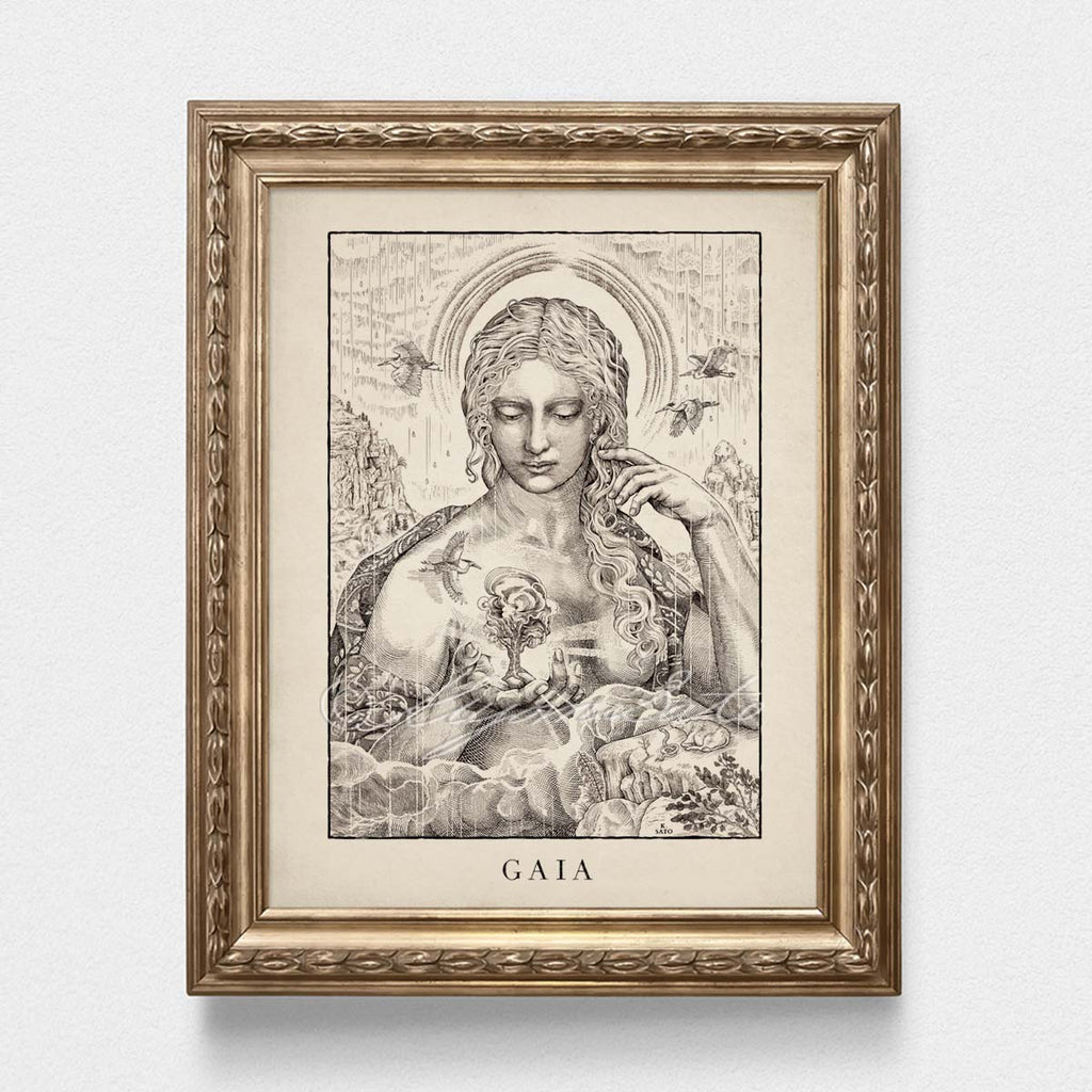 Gaia, Greek Myth Art Poster, Mythology Illustration, Greek Myth Earth Goddess