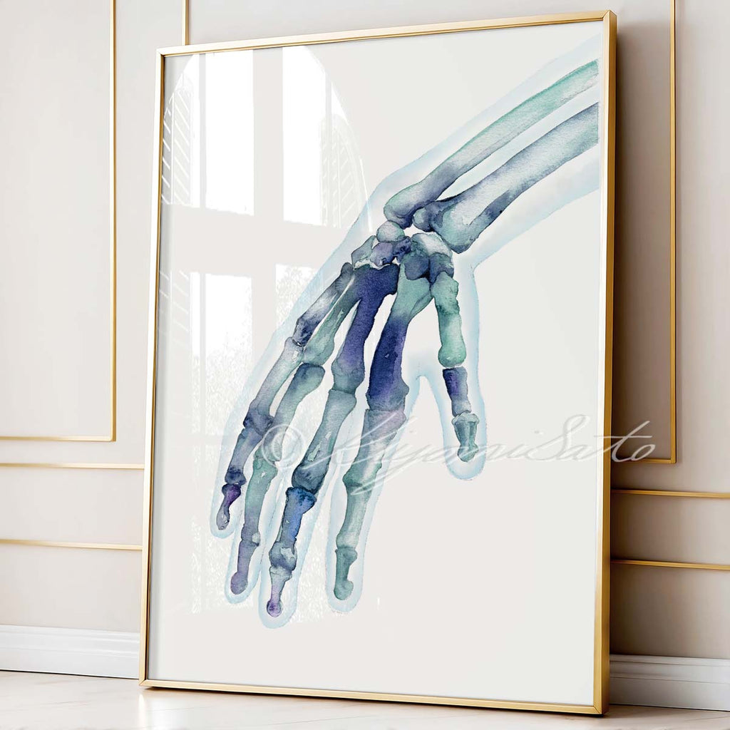Hand bones Blue Abstract Art