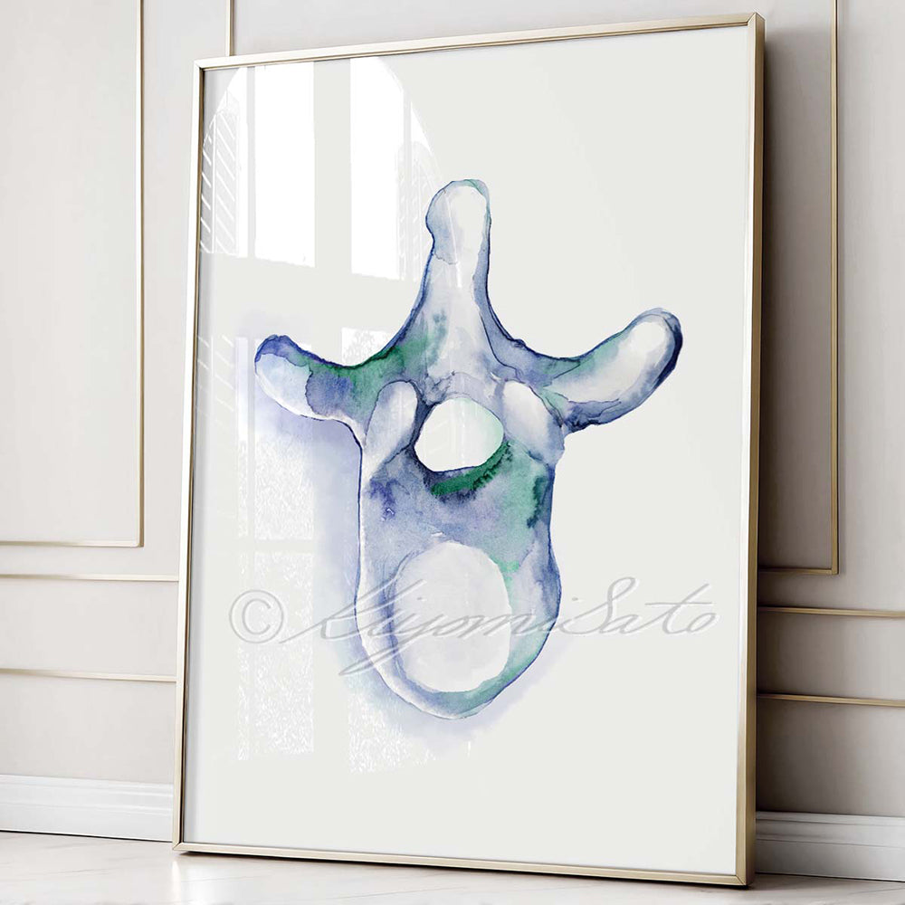 Thoracic vertebra Blue abstract art poster