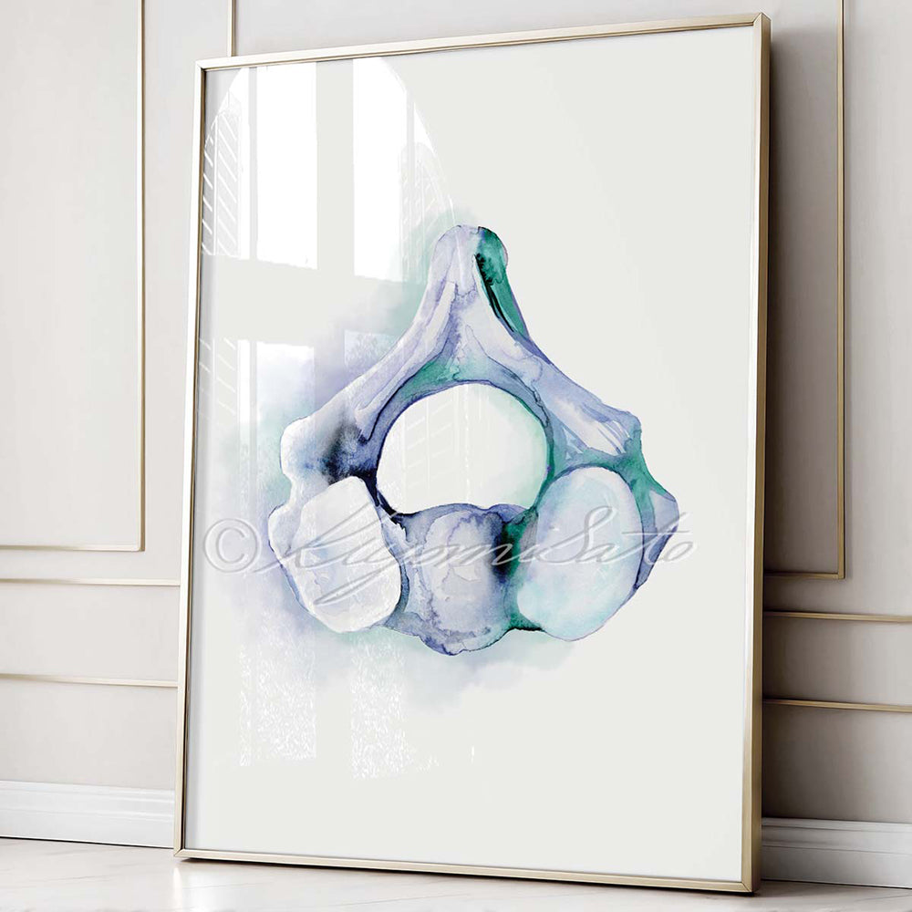 Axis vertebra Blue abstract art poster