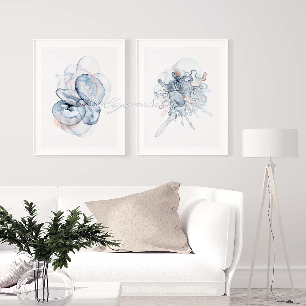 Resting Platelets & Activated Platelets Set of 2, Blood Cells Art
