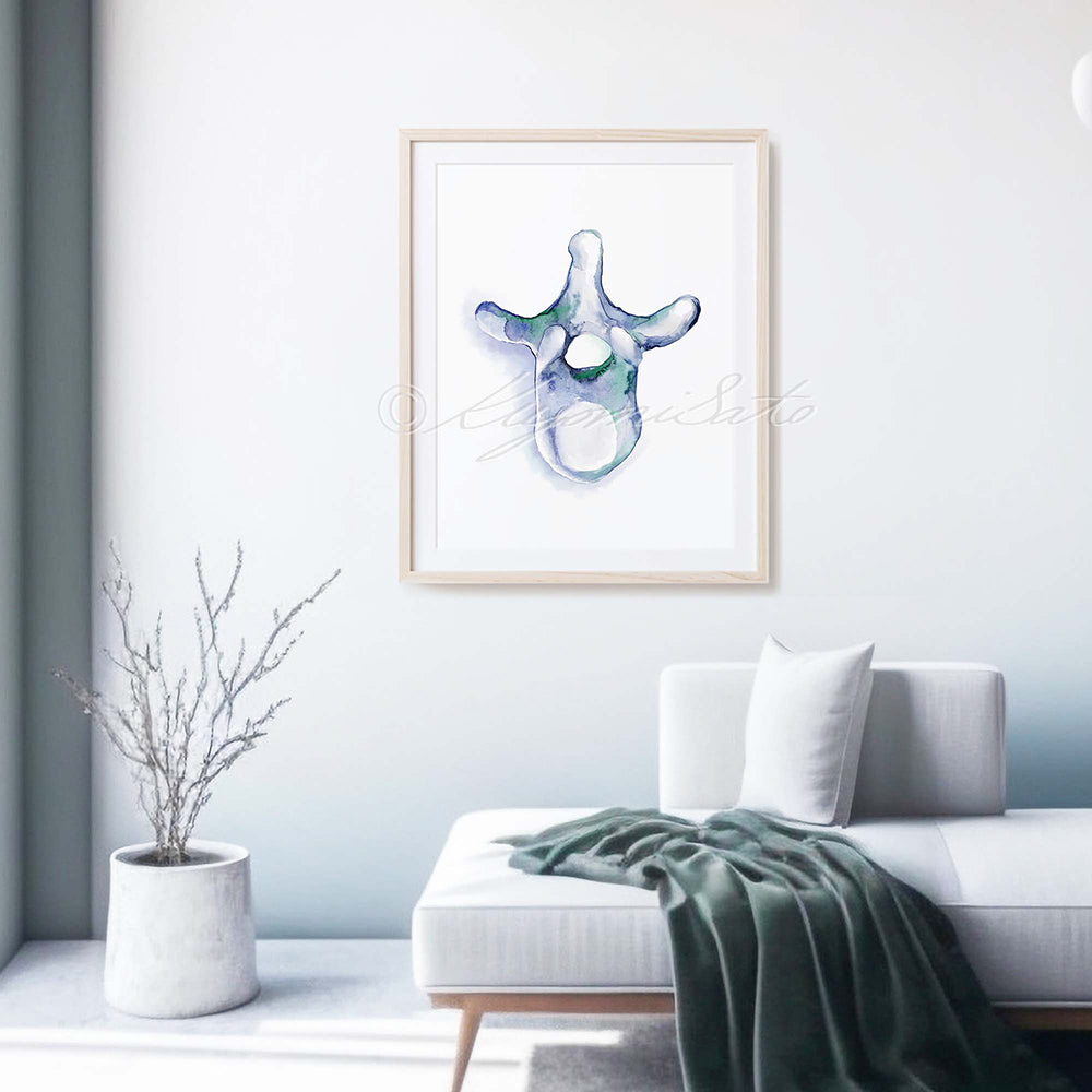 Thoracic vertebra Blue abstract art poster