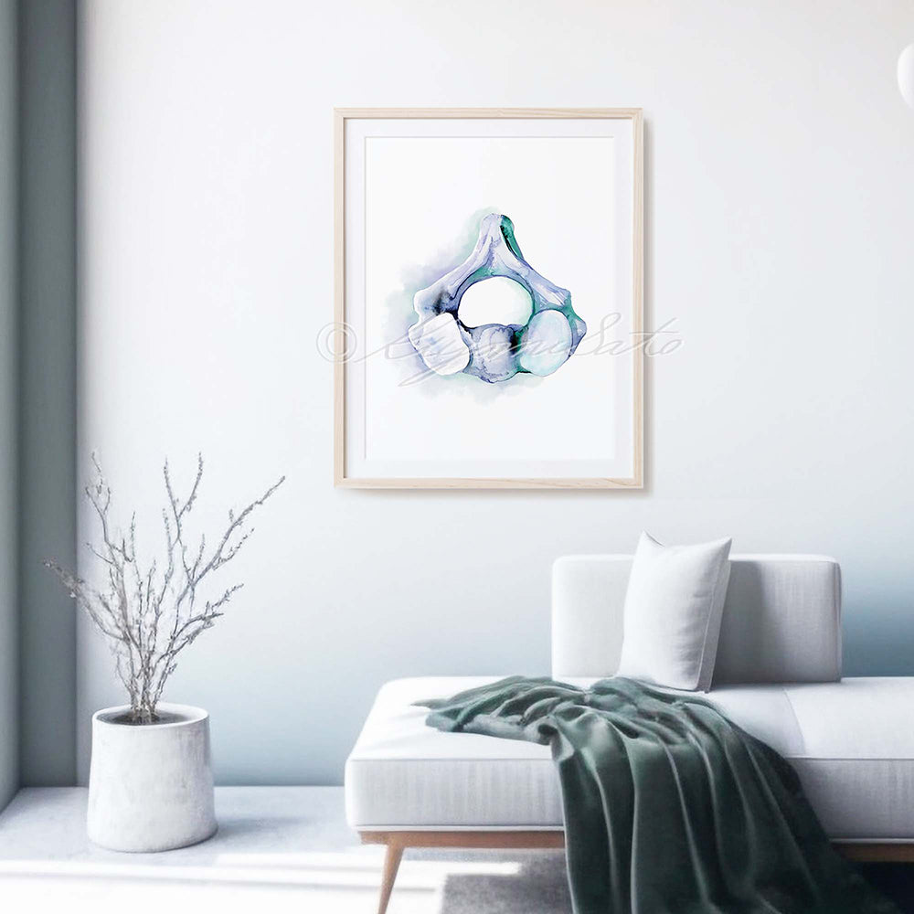 Axis vertebra Blue abstract art poster