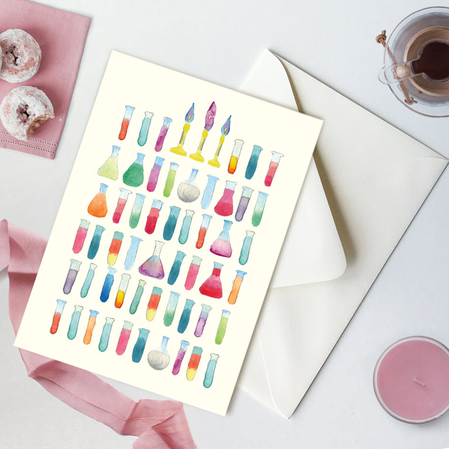 Birthday Card, Test Tubes Science Greeting Card with envelope