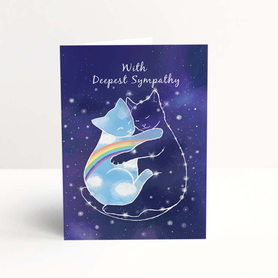 Card for Cat loss, With Deepest Sympathy, Pet Loss Greeting Card with envelope, 5 x 7 in, A7 card