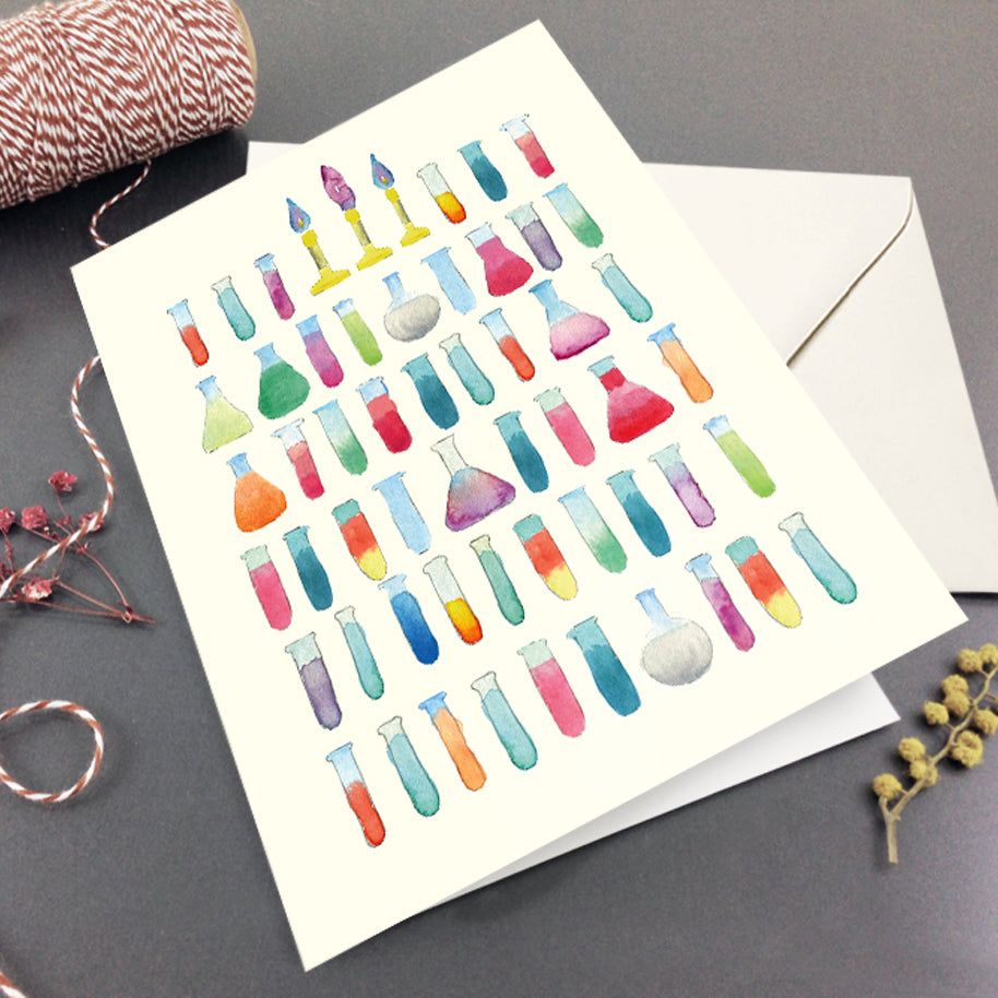 Birthday Card, Test Tubes Science Greeting Card with envelope
