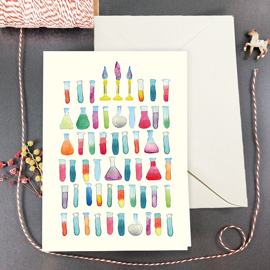 Birthday Card, Test Tubes Science Greeting Card with envelope