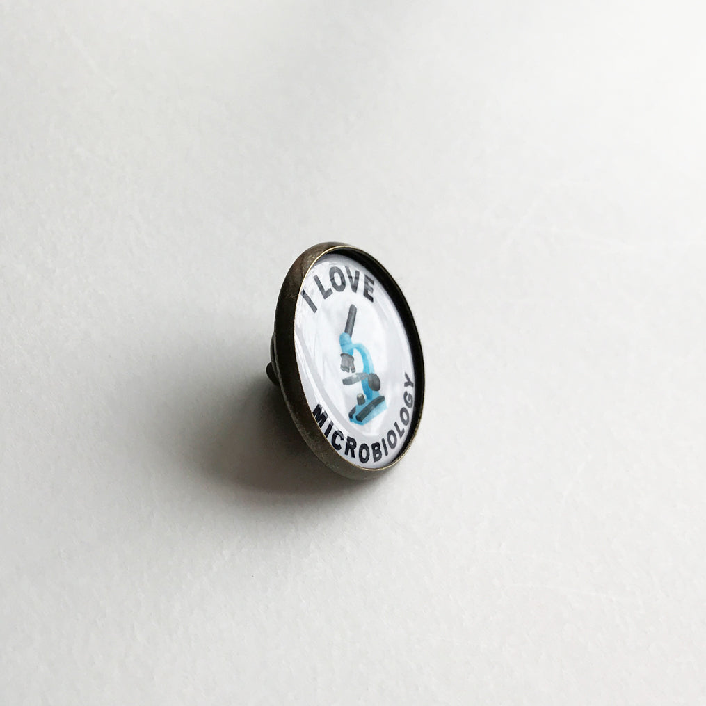 I Love Microbiology Lapel Pin