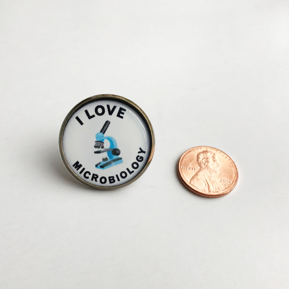 I Love Microbiology Lapel Pin