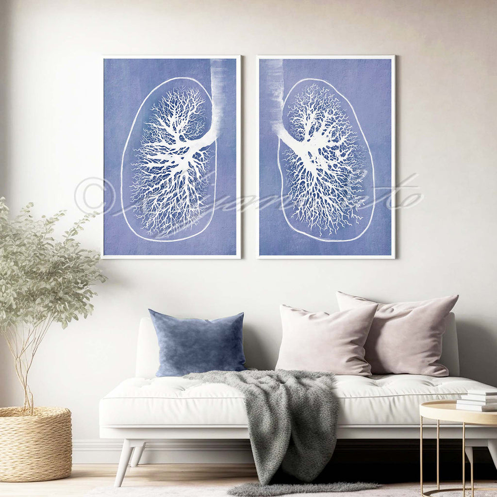 Lung Art Prints in Blue set of 2