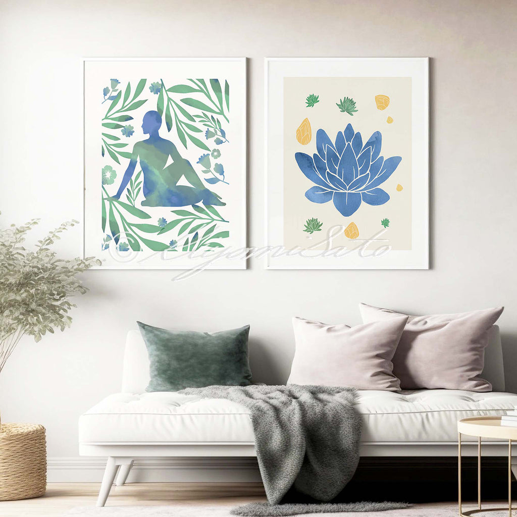 Yoga Inspired Art, Physical Therapy Decor Set of 2