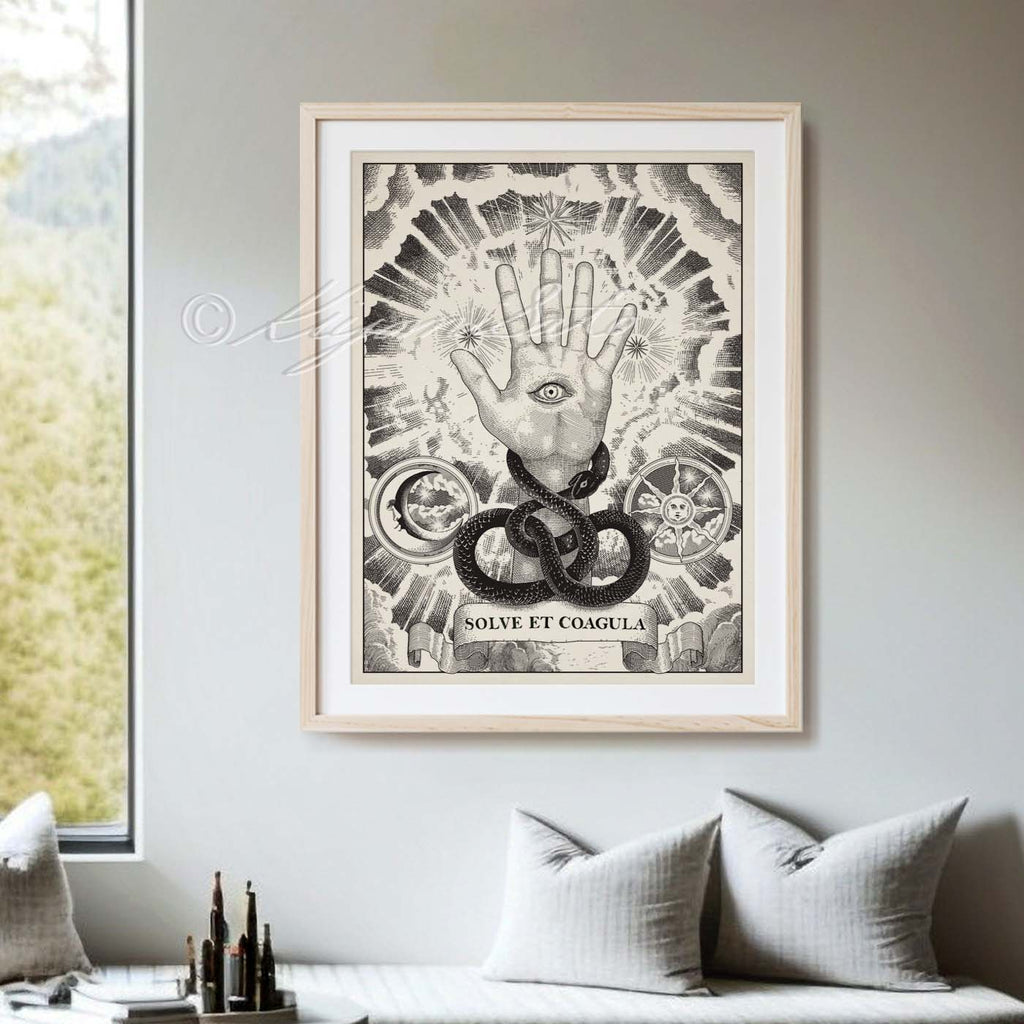 Alchemy motto "Solve et Coagula" with Ouroboros Snake