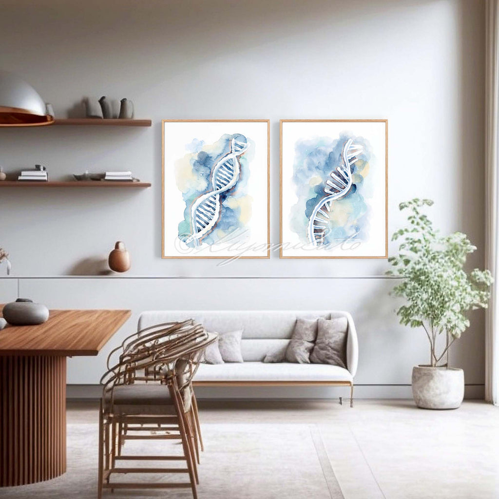 DNA RNA Abstract Art Poster Set