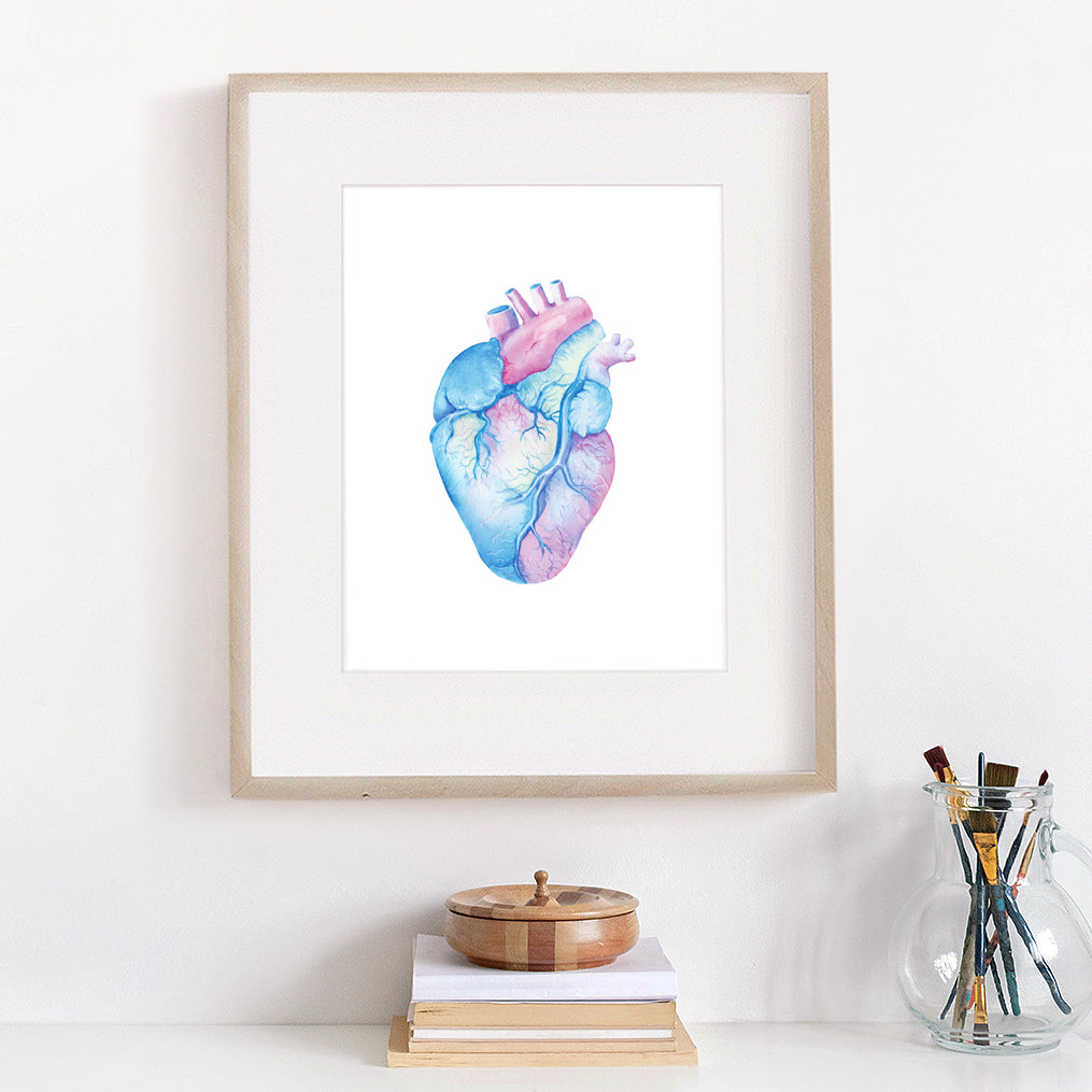 Anatomical Heart Poster in Blue